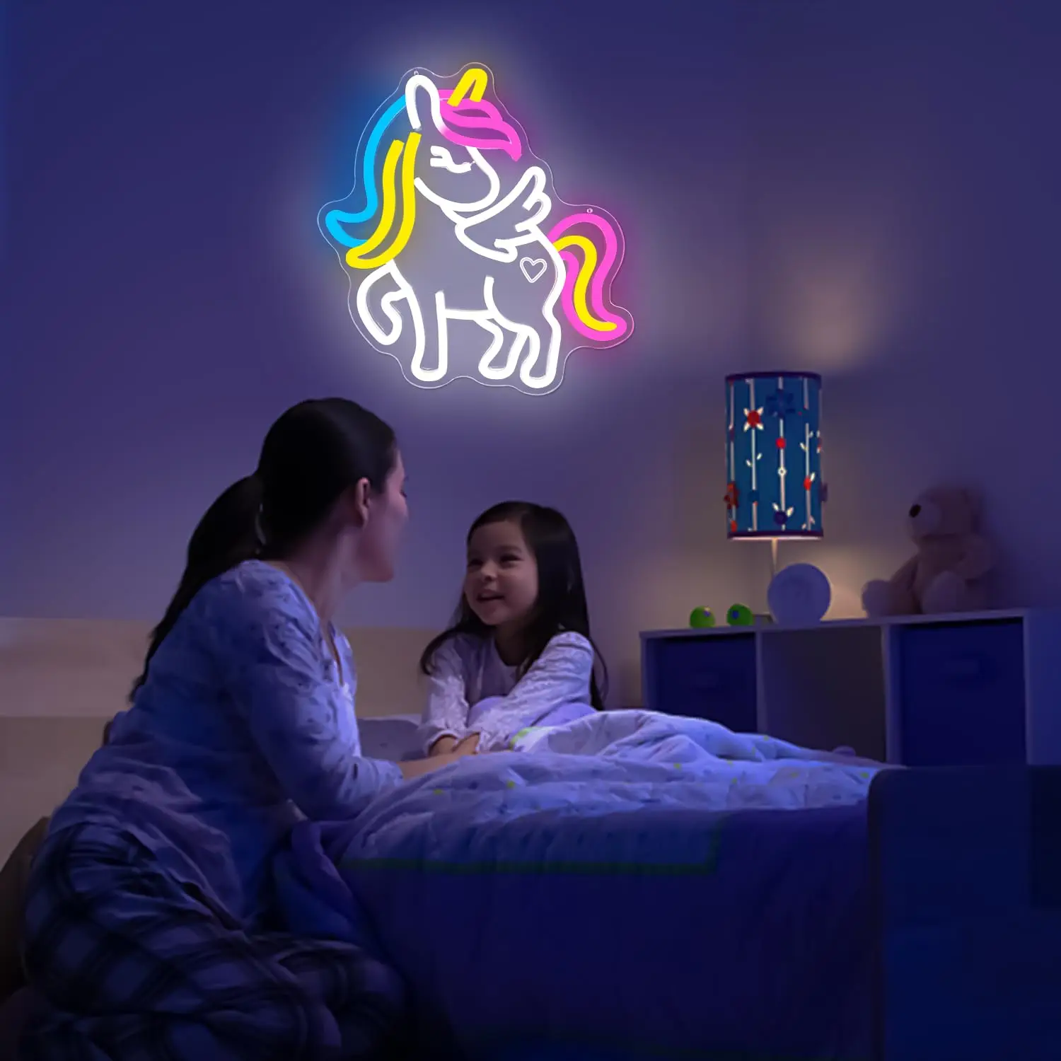 Unicórnio sinal de néon LED USB luz de parede para quarto de crianças e decoração de berçário