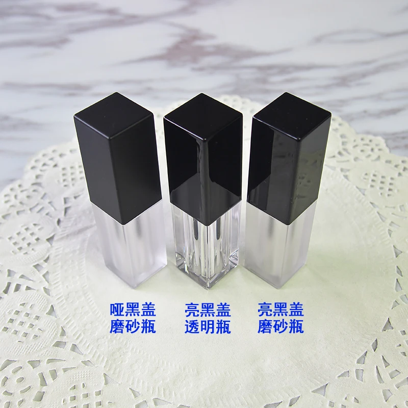 Tubo labial quadrado de 3.5ml, tampa preta, óleo essencial, brilho, gel de umidade, bálsamo, reforço, salve, mel, maquiagem, embalagem cosmética