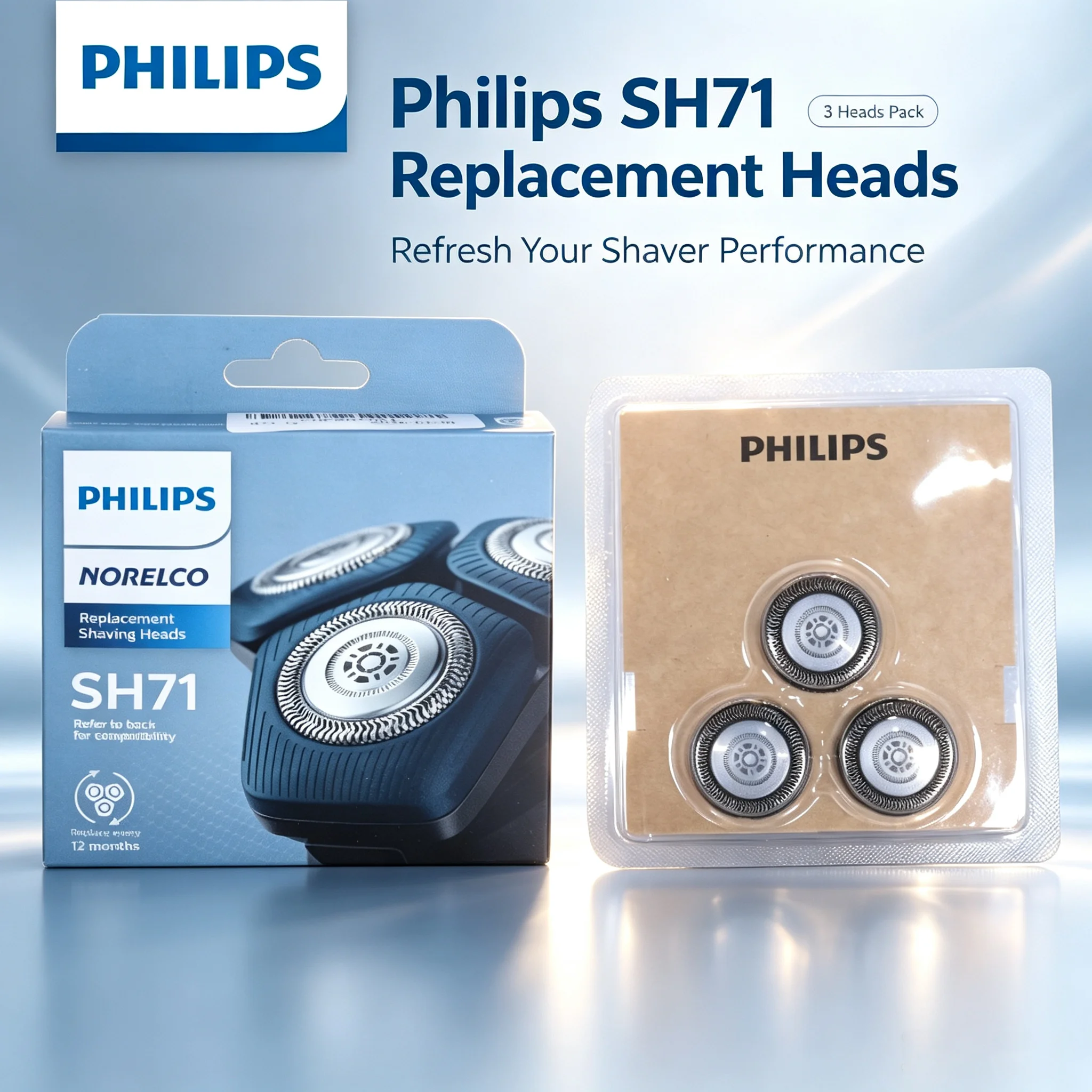Philips SH71/51 Replacement Shaver Heads 3Pcs Fit Pentagon S5000 S7000 Series SteelPrecision Blade Razor Spare Parts