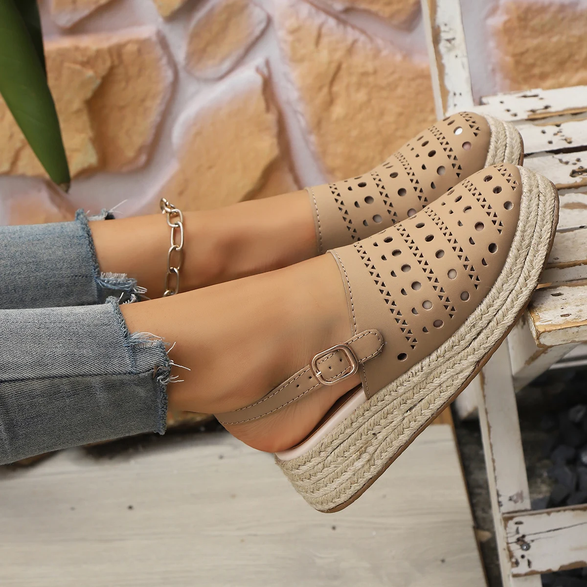 النساء النعال الجوف خارج الصنادل تنفس الصيف في الهواء الطلق لباس غير رسمي أحذية خفيفة الوزن أسفل صندل كاجوال الشرائح النساء #4