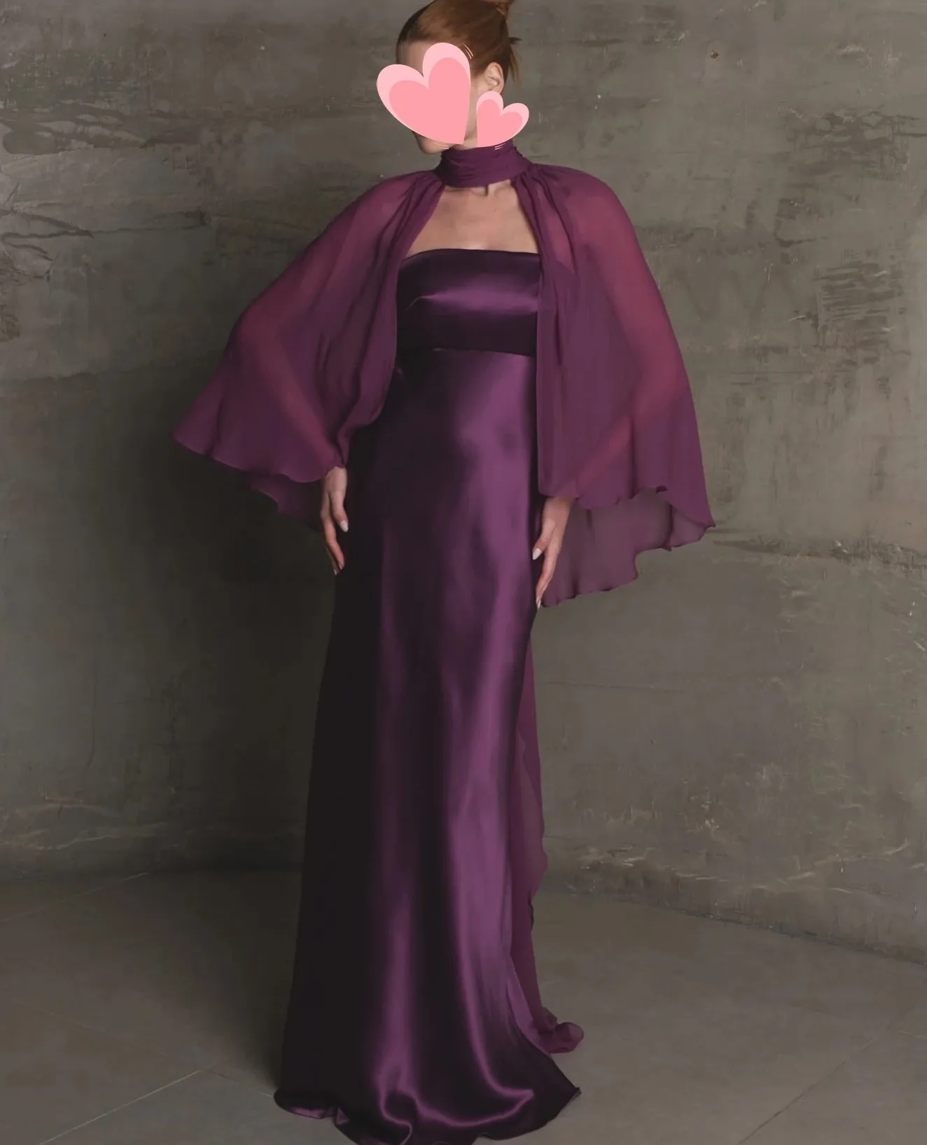 

2025 Elegant Grape Evening Formal Dresses Cape Strapless Chiffon Satin Long Prom Party Gowns Vestidos Fiesta Robe De Soirée