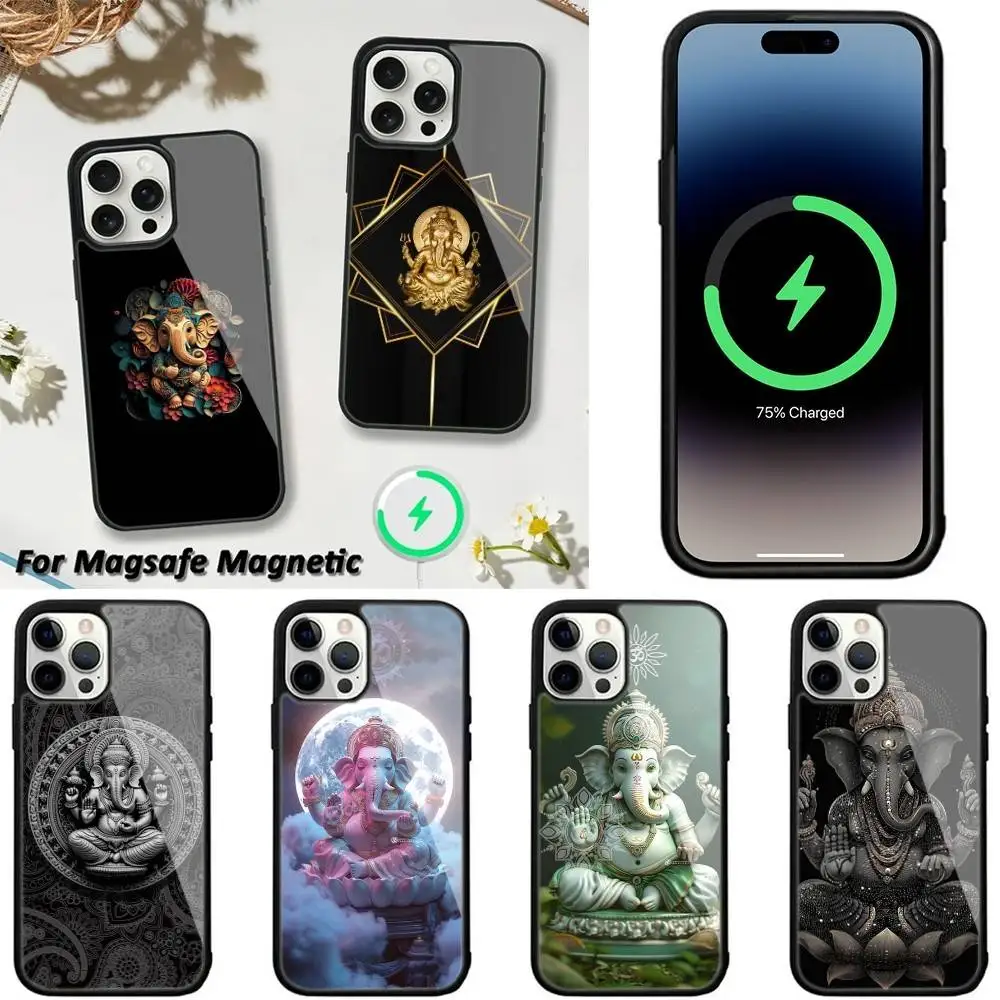 

Ganesha Hindu God Ganesh Elephant Phone Case For iPhone 16,15,14,13,12,11,Plus,Pro,Max,Mini Magsafe Magnetic Wireless Charging