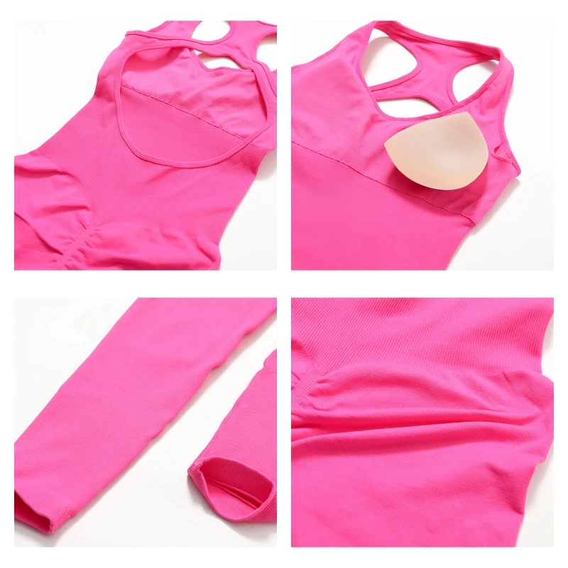 Tuta da palestra Naked Feeling Tuta da yoga senza schienale da donna Set di abbigliamento sportivo Tuta sportiva da donna Tute da allenamento