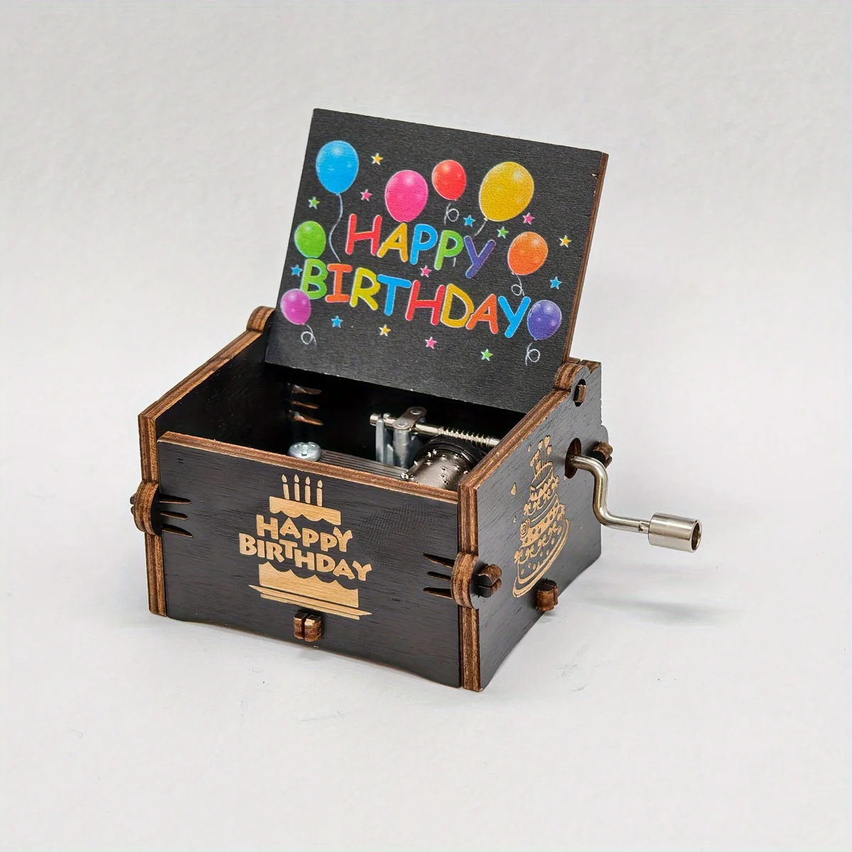 1 Birthday-Themed Hand-Cranked Music Box, with 