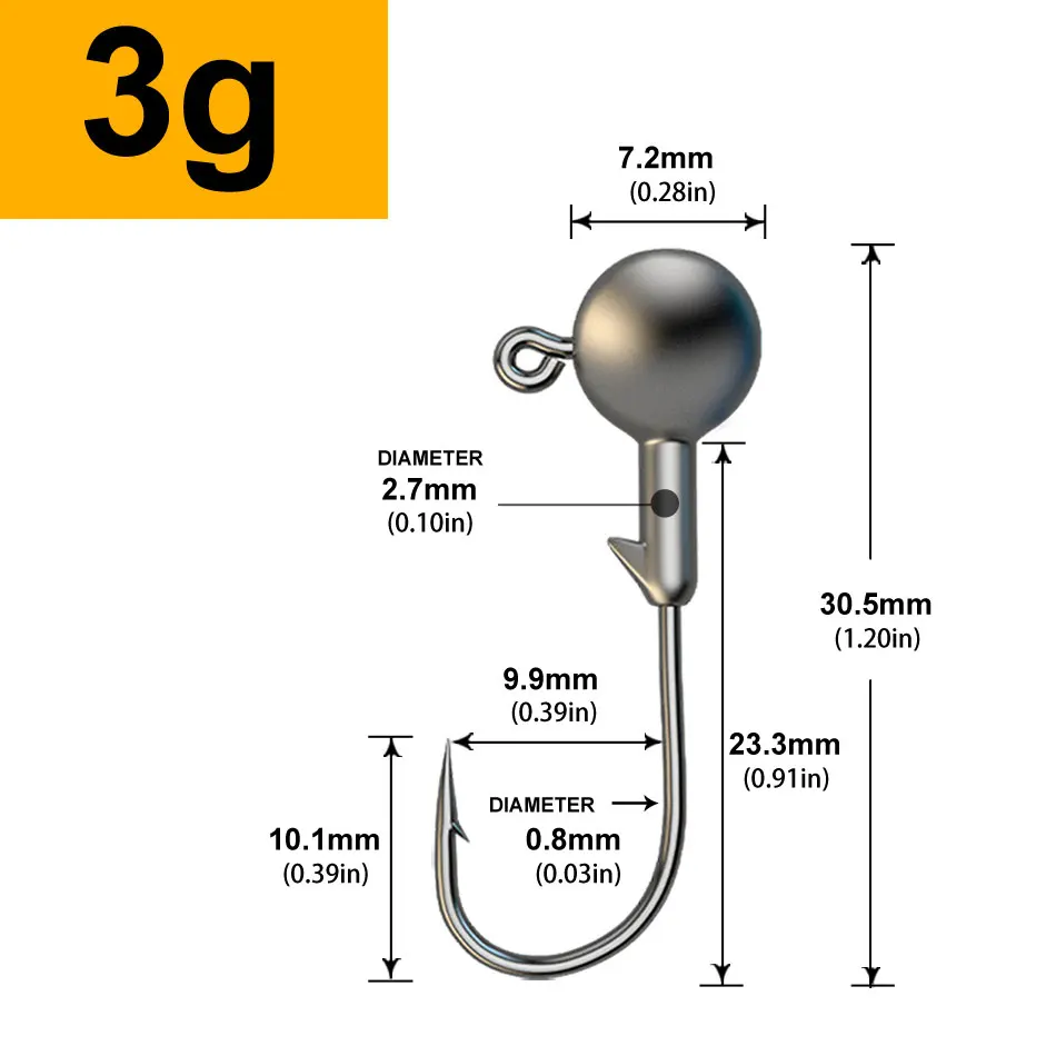 MrLurion 30pcs 1g 2g 3g 5g 10g 14g 18g 22g 25g 28g Vissen jigging hoofd haak, ronde kop rigs vishaak voor zachte worm crank lokt