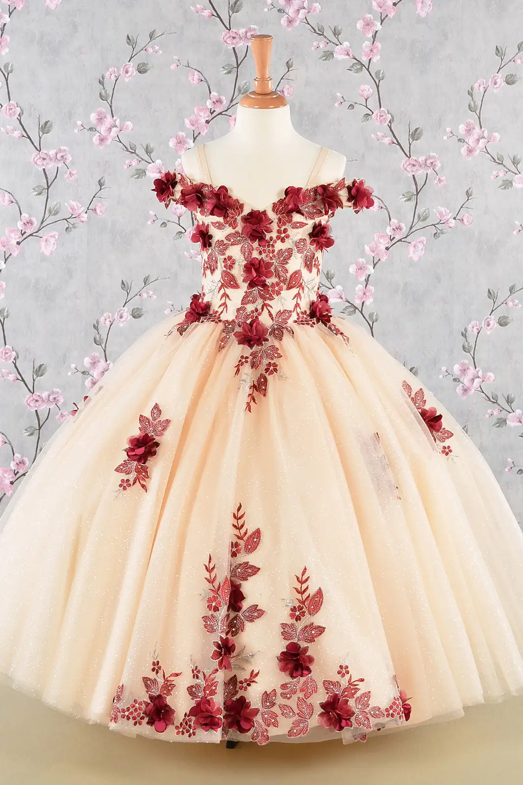 Robe de demoiselle d'honneur avec appliques pour mariage, tulle gonflé, longueur au sol, bébé princesse, fête d'anniversaire pour enfants, robe de Rhde première communion, 2024