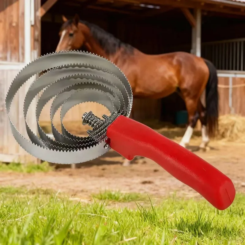 Stainless Steel Horse Curry Comb Multi Loop Serrated Pet Hair Remover Scraper Grooming Tool for Livestock and Pets
