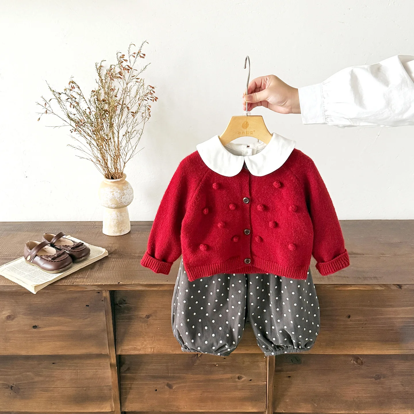 Girl's Baby Sweater Set, Girls' New Fashionable and Western Style, Children's Spring and Autumn Fashion Three Piece Set