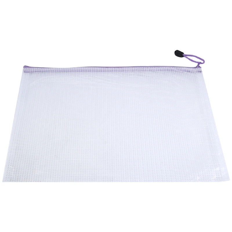 12PCS A4 플라스틱 지퍼 지갑 A4 지퍼 잠금 가방 메쉬 지퍼 파일 가방 문서 폴더 방수 여행용 보관 주머니