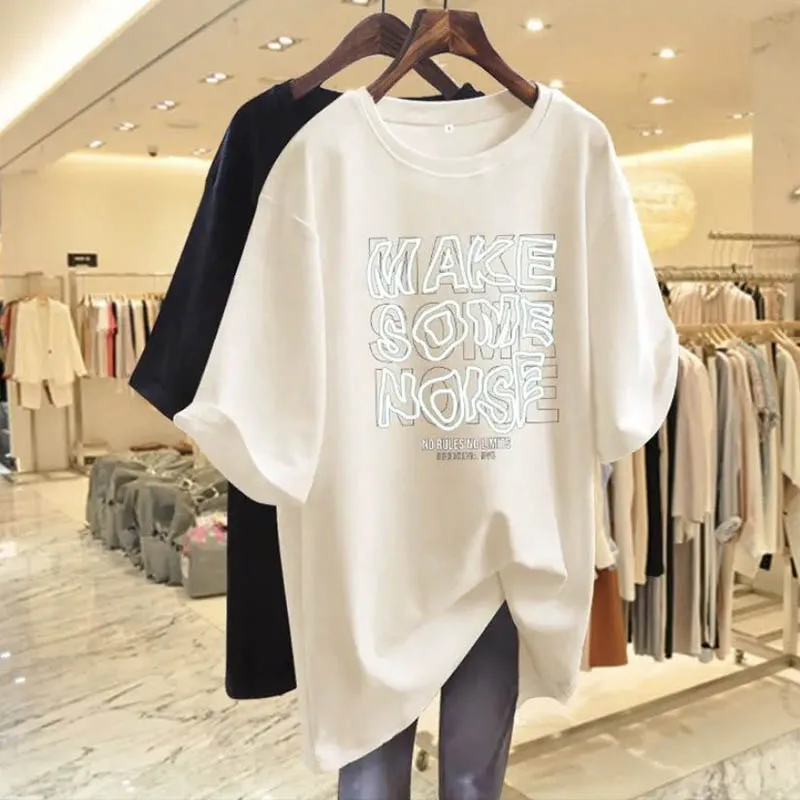 Women's Clothing Chic Hand-Painted Letter Print T-shirts Summer Casual Loose Pure Cotton Short Sleeve Top Tee Lady Y2k Pullovers