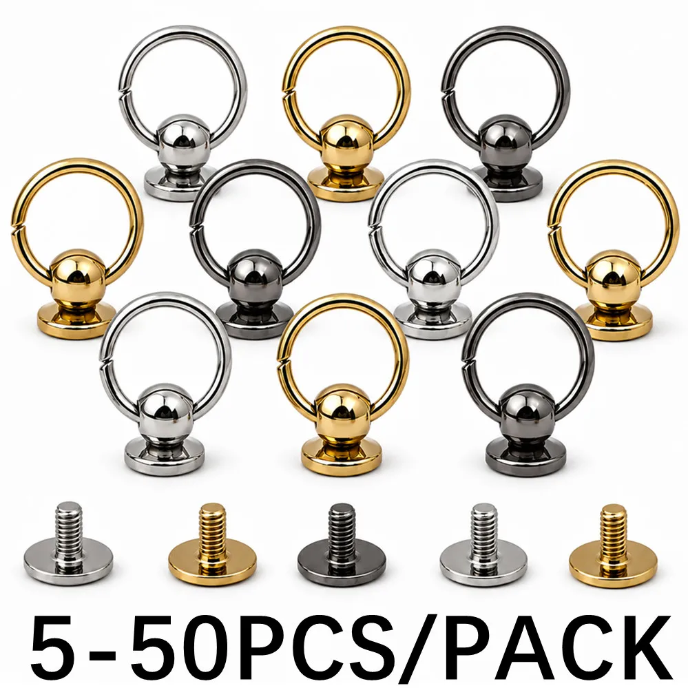 5-50Pcs High Quality Solid Ball Nail Screwback Screw Back Rivet Stud with O Ring for Leather Bag Belt Phone Case DIY Wholesale