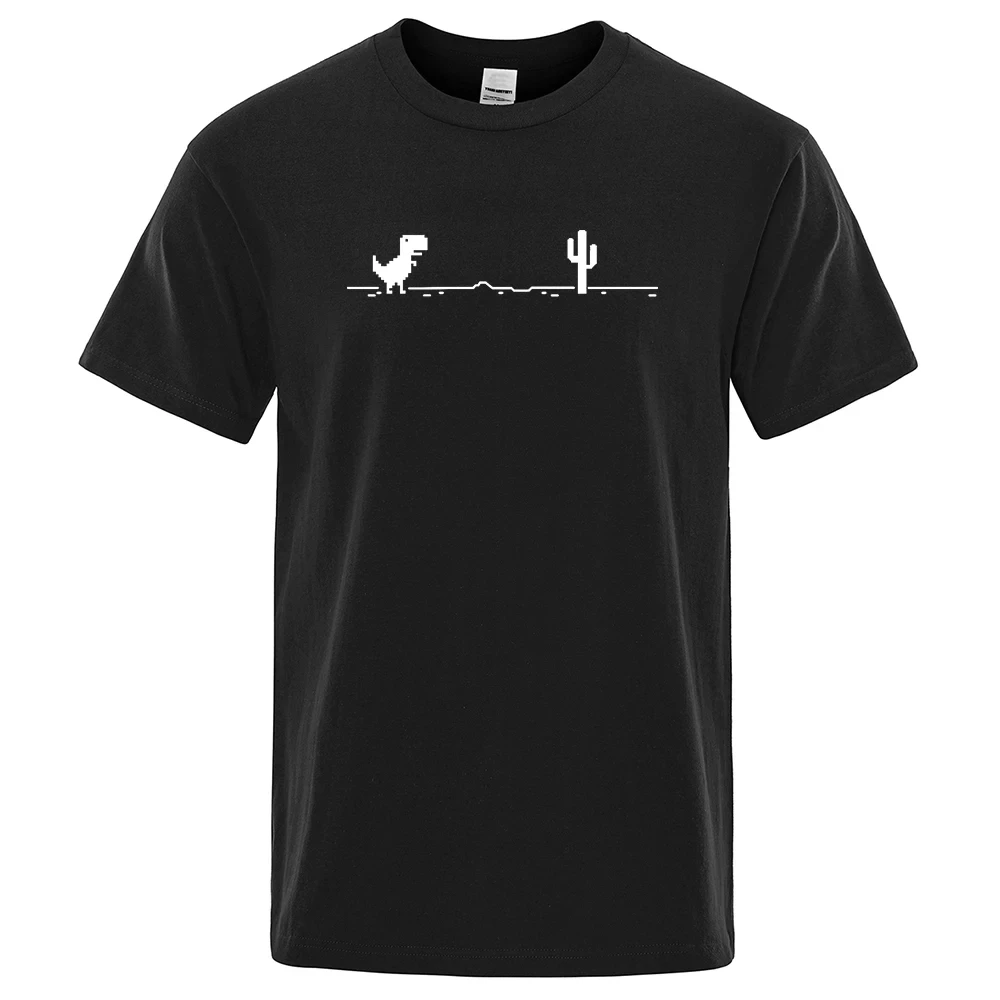 Mens T-shirts Printed Dinosaur Cactus Funny Tops Summer Cotton T-shirt for Men Casual O-Neck Tee Shirts Basic Top 80327