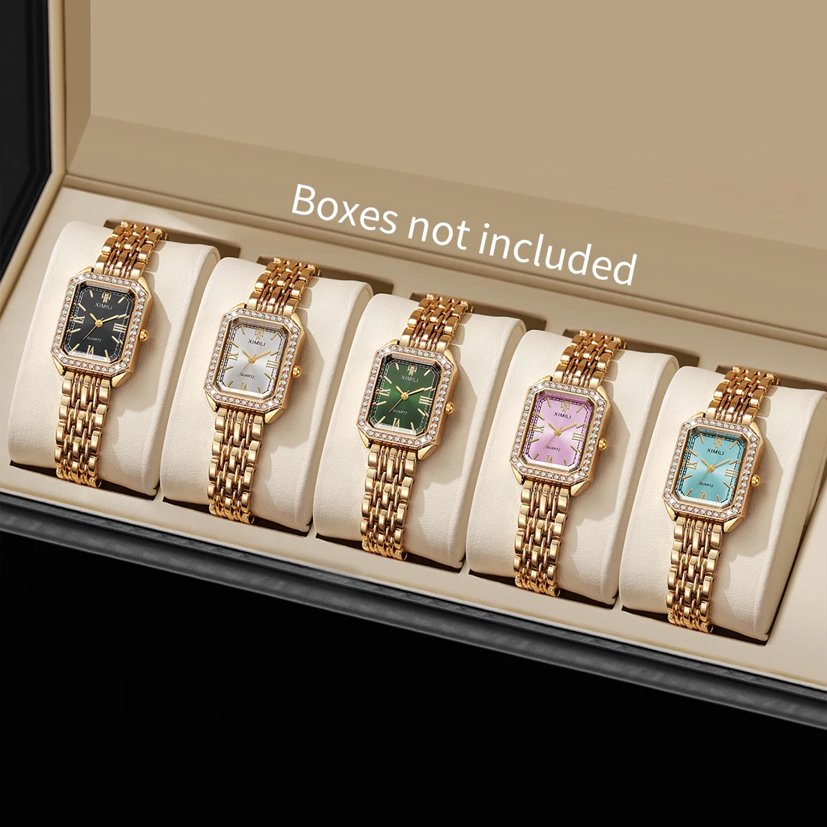 1/2/3/5PCS Fashion Rectangle Women Watches Set Ladies Rhinestone Quartz Watch Bracelet Strap Wristwatch（Without Box）