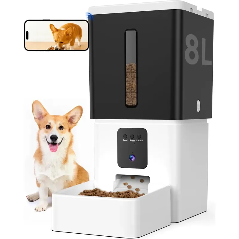 8L seller WiFi application control 1080p high definition automatic pet feeder food dispenser for small and medium