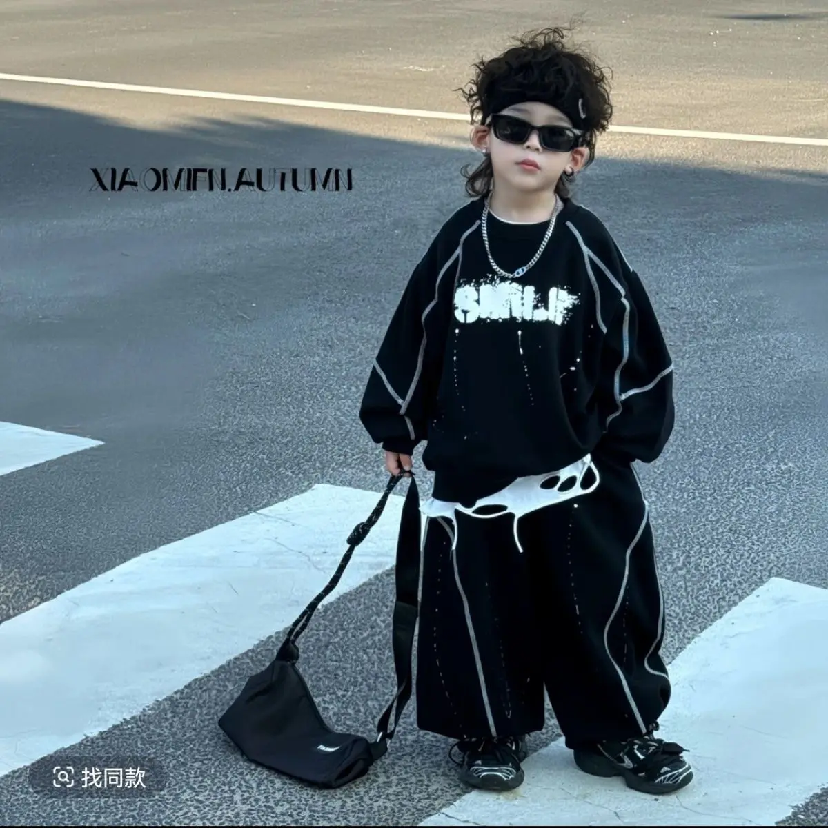 Kinder Jungen Frühling Herbst Baumwoll-Set 2026 Neu Modischer Koreanischer Bedruckter Mantel + Jogginghose 2-teiliges Set