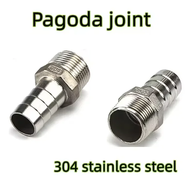 Joint de conversion rapide d'arbalde à filetage externe de pagode d'acier inoxydable 304 DN6 DN8 DN10 Joint de barbecue de pagode, pagode, barbe