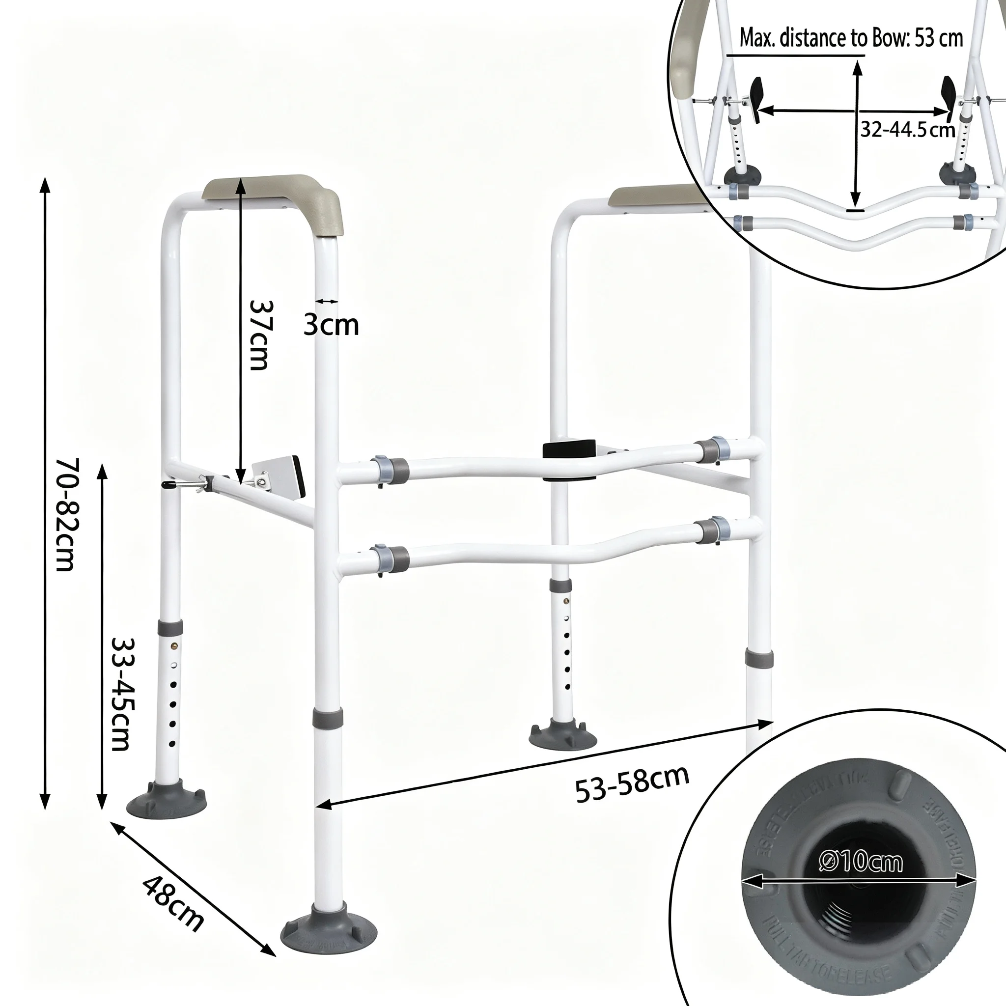 Soporte para Inodoro sin Taladro con Asideros y Altura Regulable