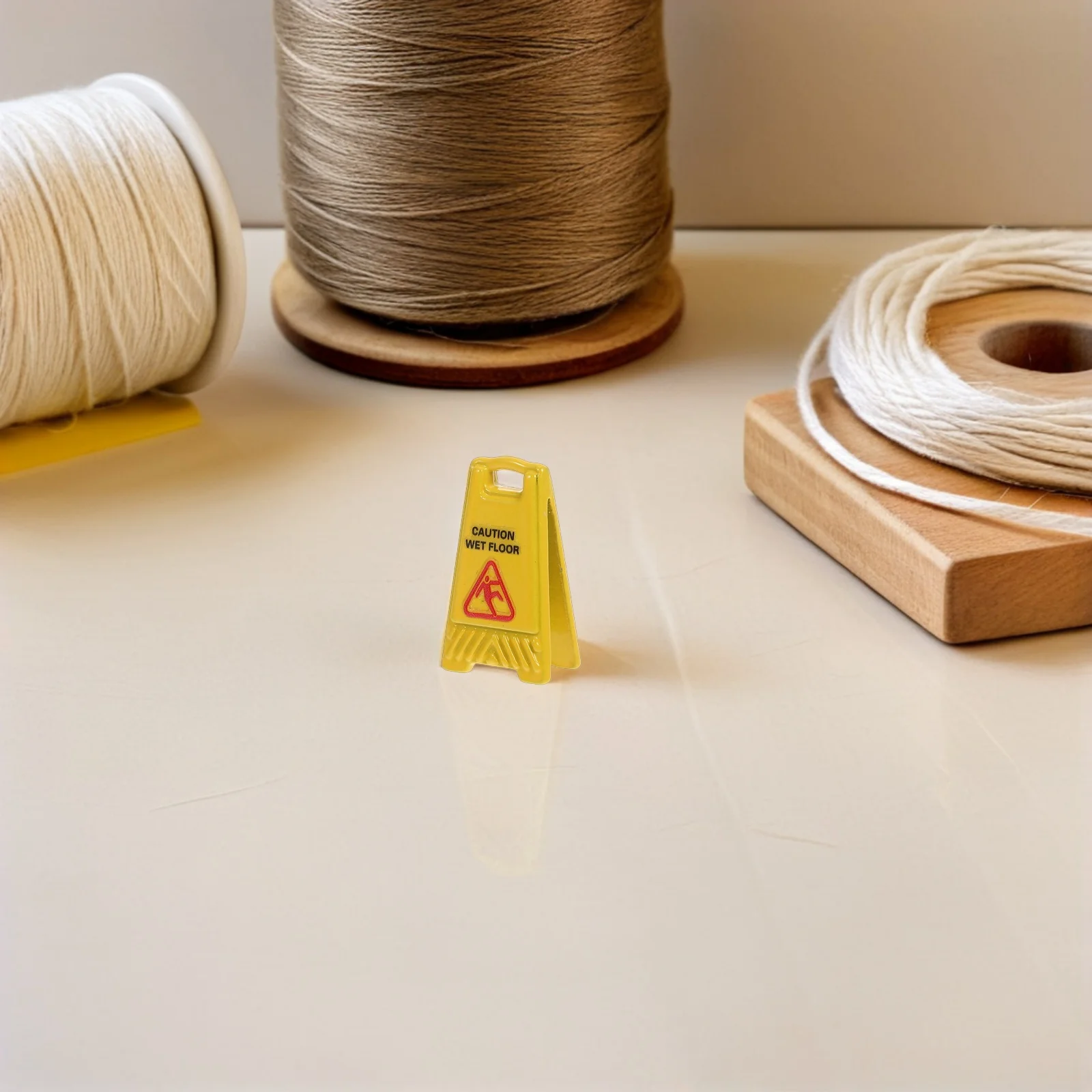 

Miniature Decorations Accessories Miniatures for Dollhouse Wet Floor Warning Sign Desk Slippery