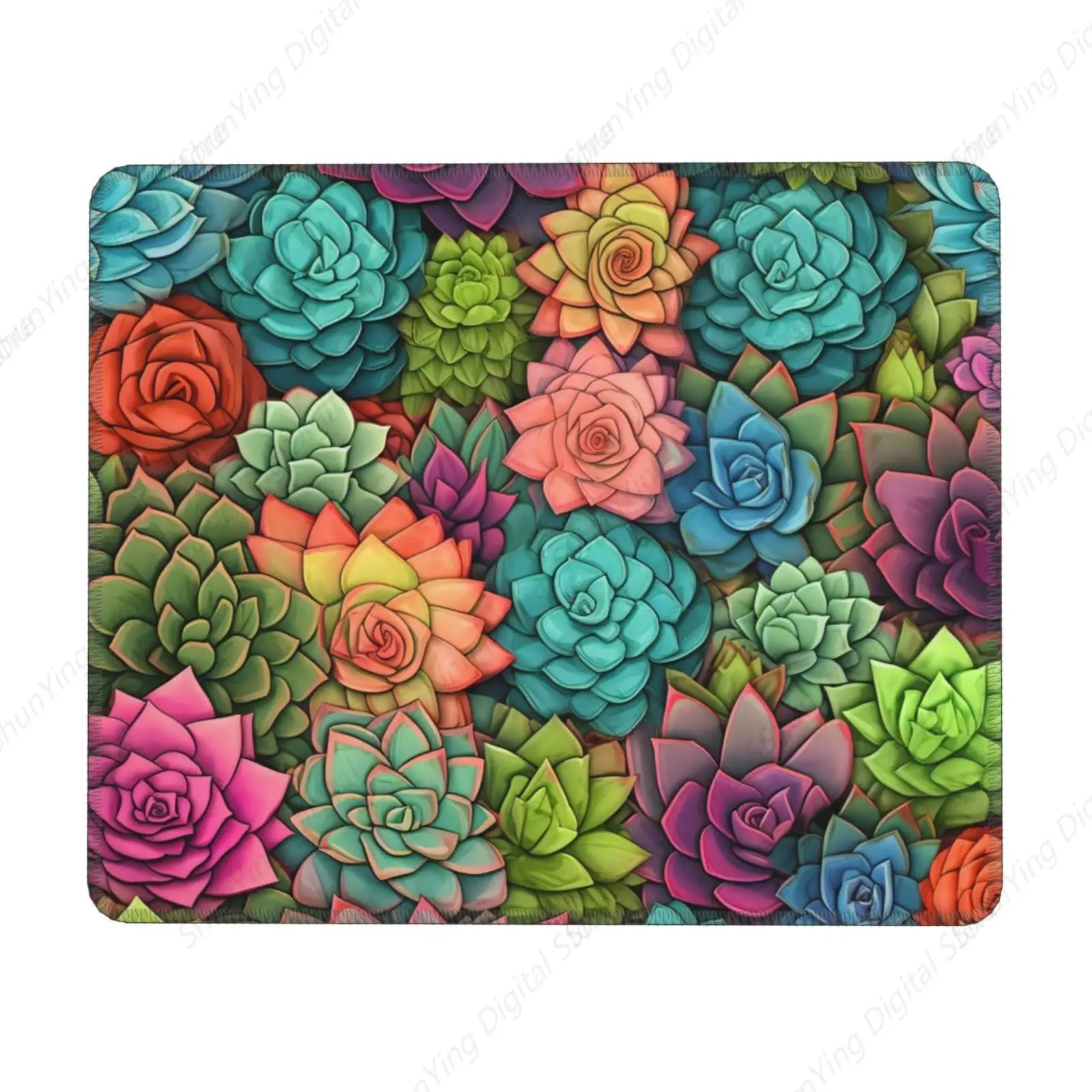 

Plant Colored Succulent Mouse Pad Non Slip Rubber Men's And Women's Laptop Office Gaming Mouse Pad 25*30cm