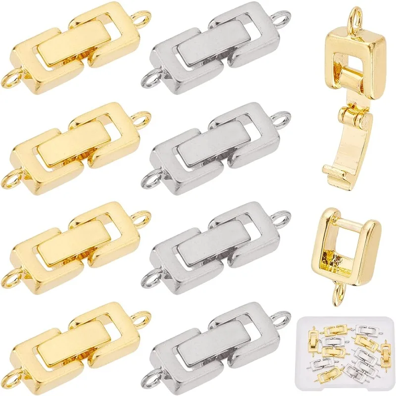 1 Box 12 Sets 2 Colors Bracelet Extender Clasp Fold Over Clasps for Jewelry Making Necklace Extenders Bracelet Extension Plated