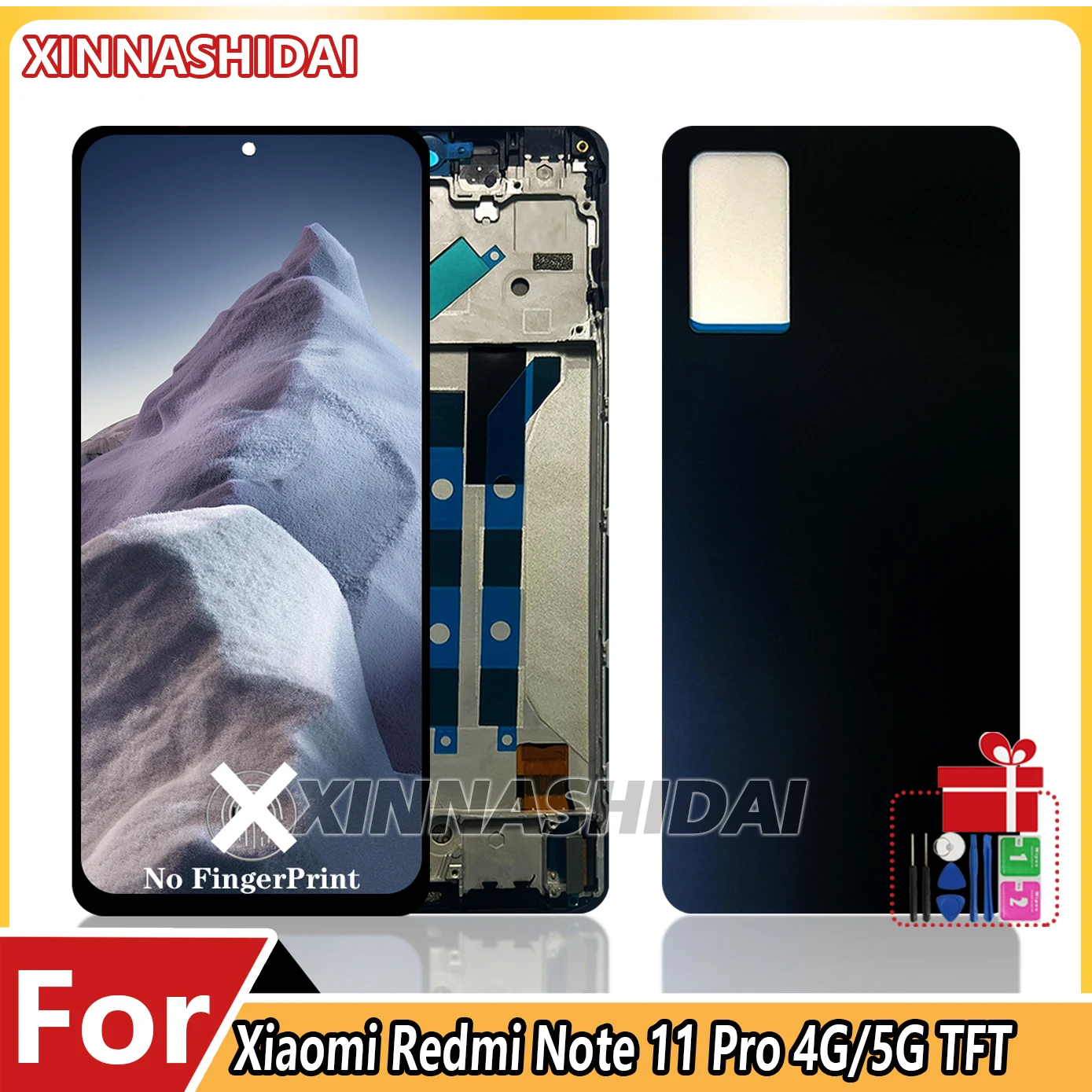 For Xiaomi Redmi Note 11 Pro 4G/5G 2201117TG TFT LCD Display Touch Screen Frame Housing Digitizer Assembly