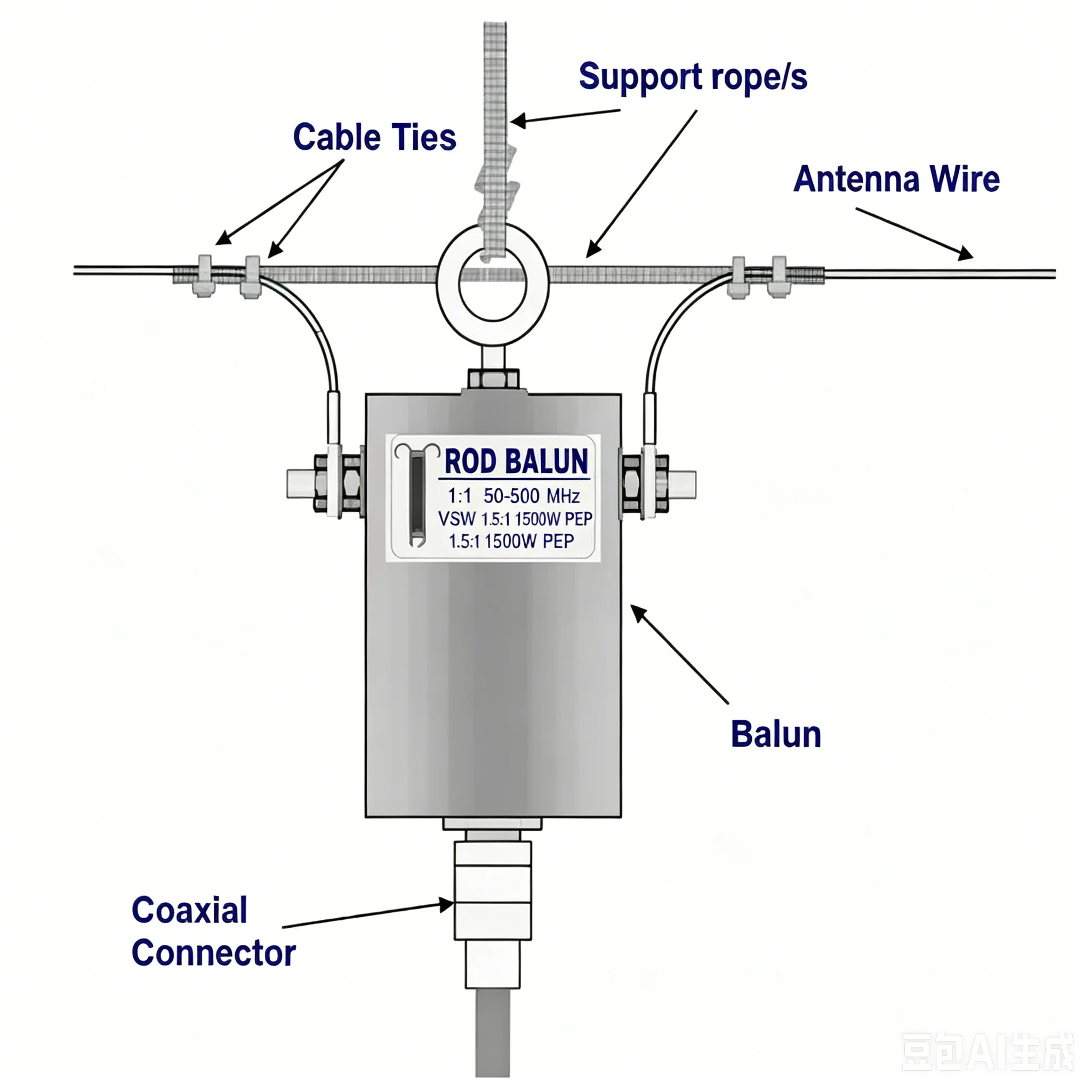 High Power Waterproof 1:1 HF Shortwave BALUN DIY Shortwave Antenna Balun Parts Radio Communication Station Accessories