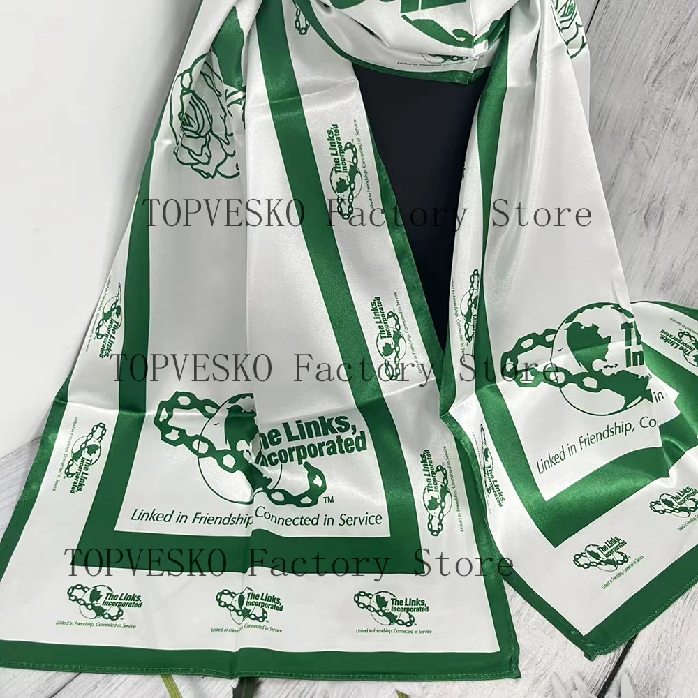 LINKS Greek Letter Rose Green And White Scarf