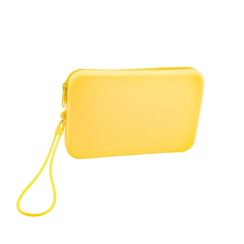Cosmetic Storage Bag Silicone Toiletry Organizer for Women Fashion Solid Color Zipper Makeup Accessories Case