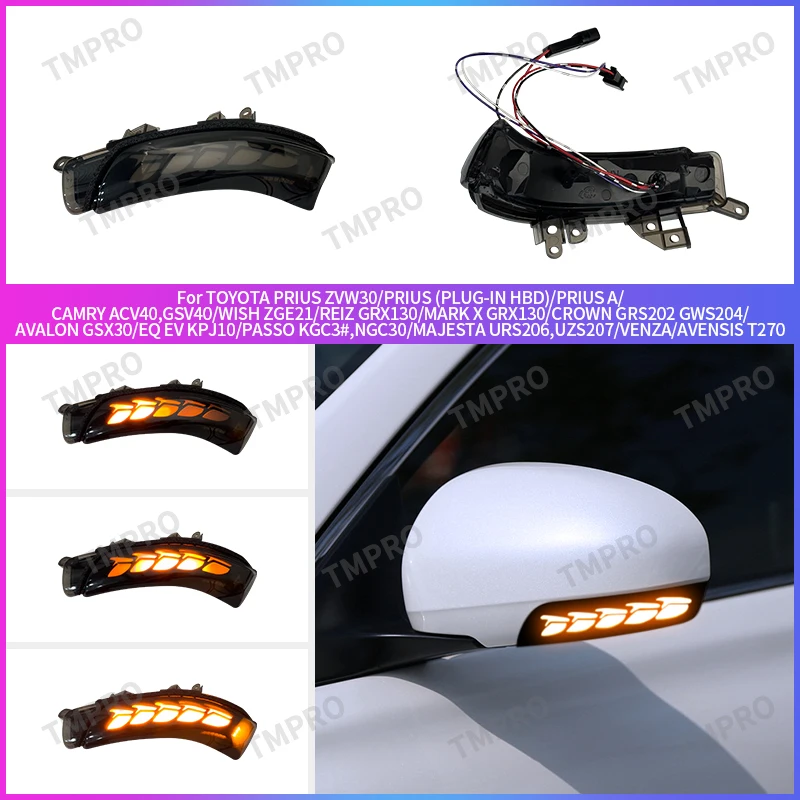 Rearview mirror, reverse mirror, applicable for Toyota Reiz MARK 13th Crown WISH Prius flowing light,LED flashing turn signal