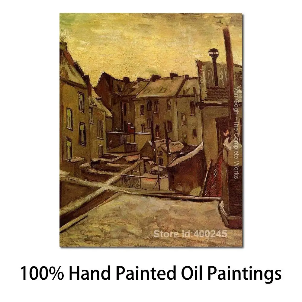 

Famous Art Painting for Living Room Backyards of Old Houses in Antwerp in The Snow Vincent Van Gogh High Quality Hand Painted