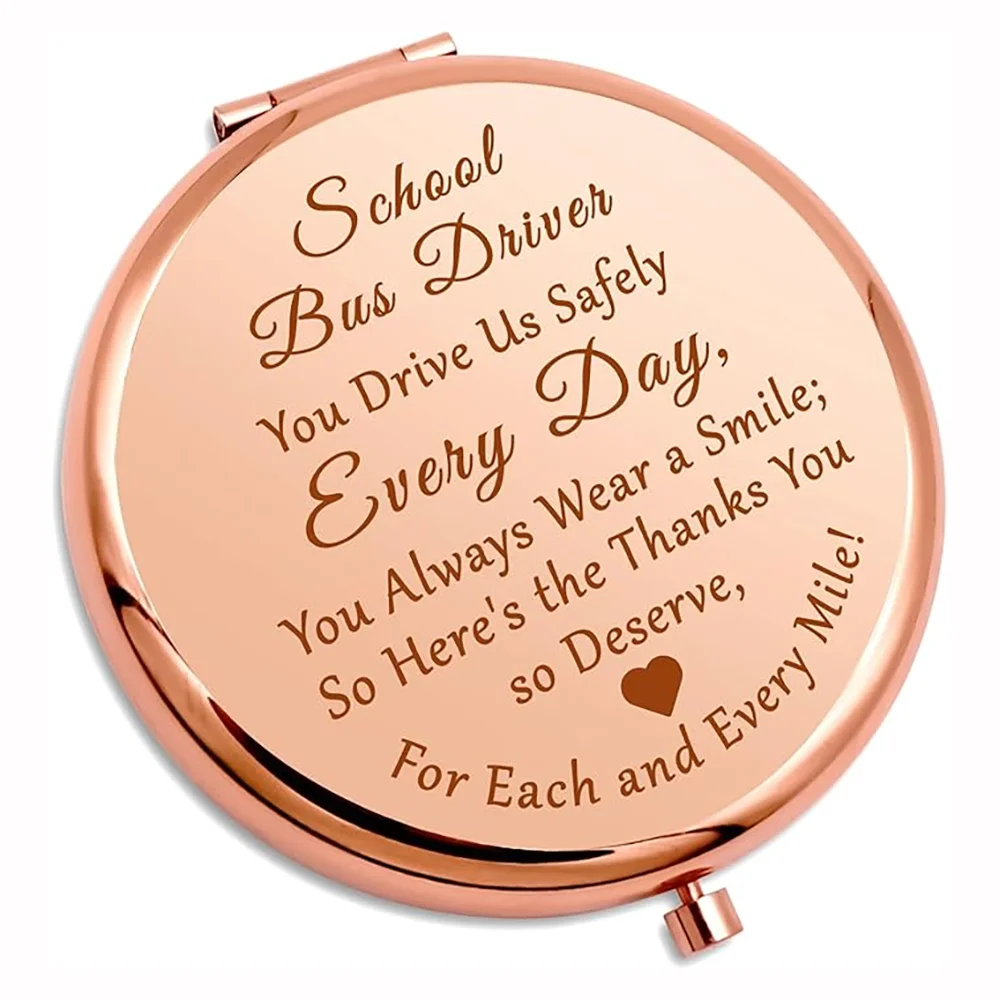 

School Bus Driver Thank You Gift Mini Folding Compact Makeup Mirror Christmas Thanksgiving Back To School Gift Travel Accessory