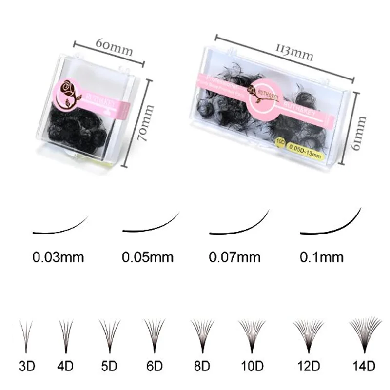 1000 Fans Thin Pointy Base Premade Lash Fans 5D-14D Medium Stem Sharp Russian Volume Loose Fans Lash Faux Cils Naturel Eyelashes