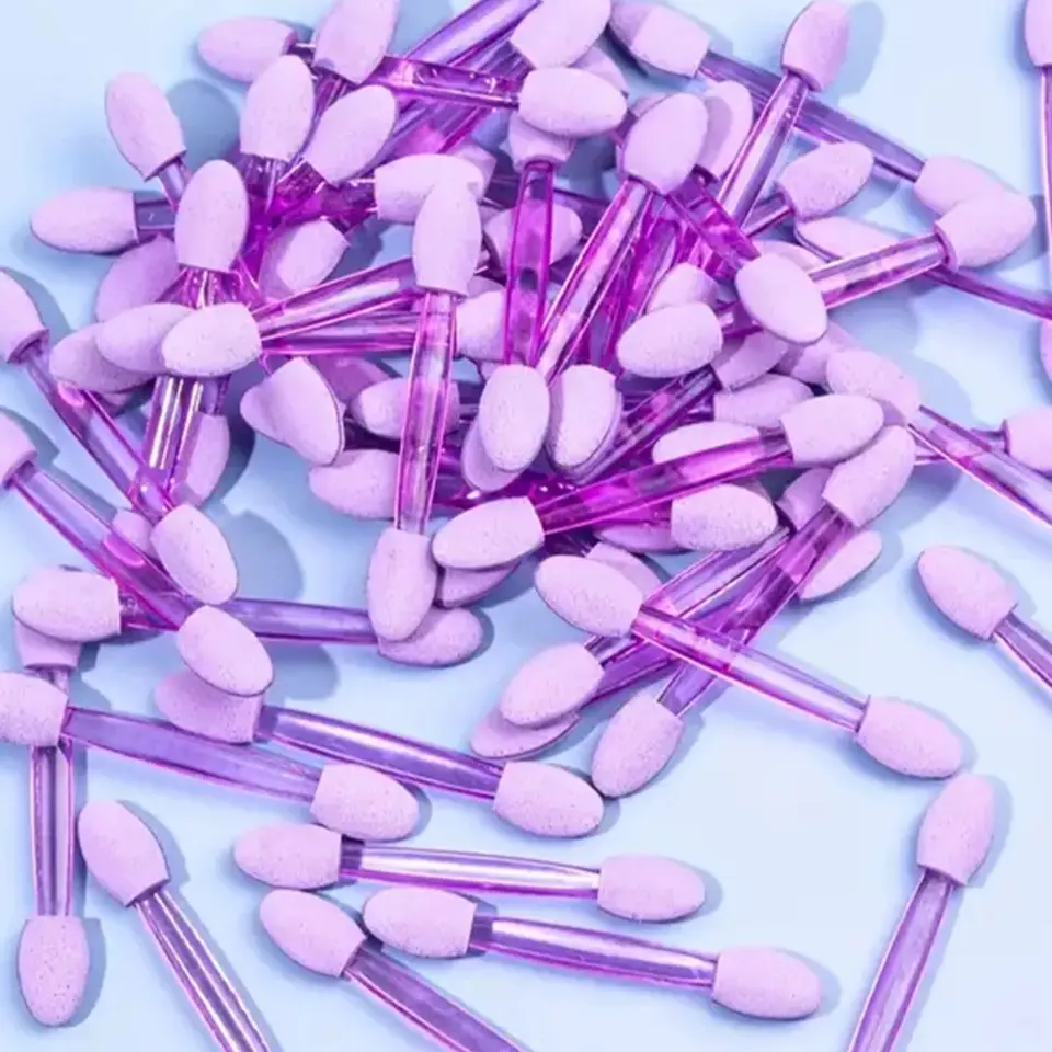 Pincel de arte de uñas de doble cara, cromado rosa y negro, multifuncional, aplicador de polvo con esponja, suministros para uñas 5