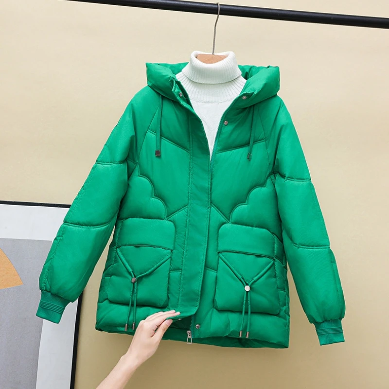 Imagem -05 - Parkas Grandes e Grossas para Mulheres com Bolsos Cabolsas Femininos Estilo Coreano Roupas Casuais Senhora do Escritório Outono Inverno Novo