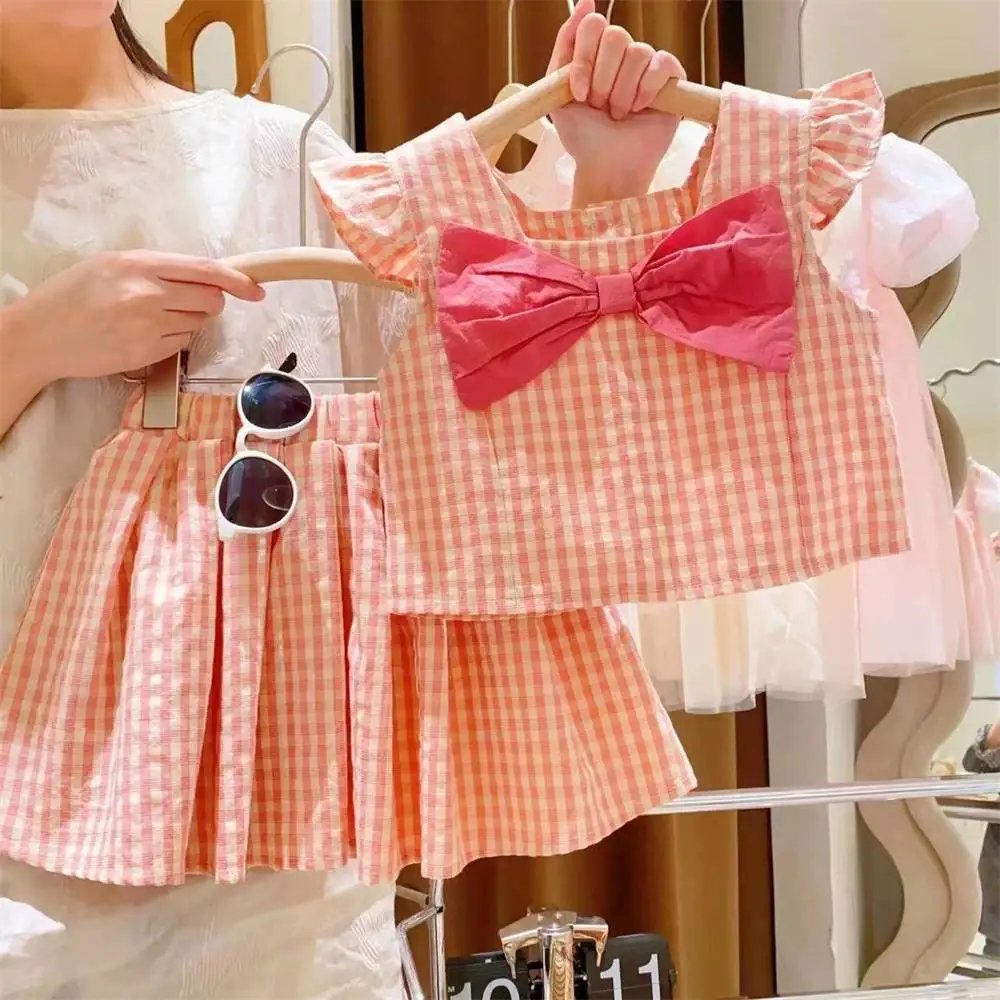 Girls Checker Bow Set 3