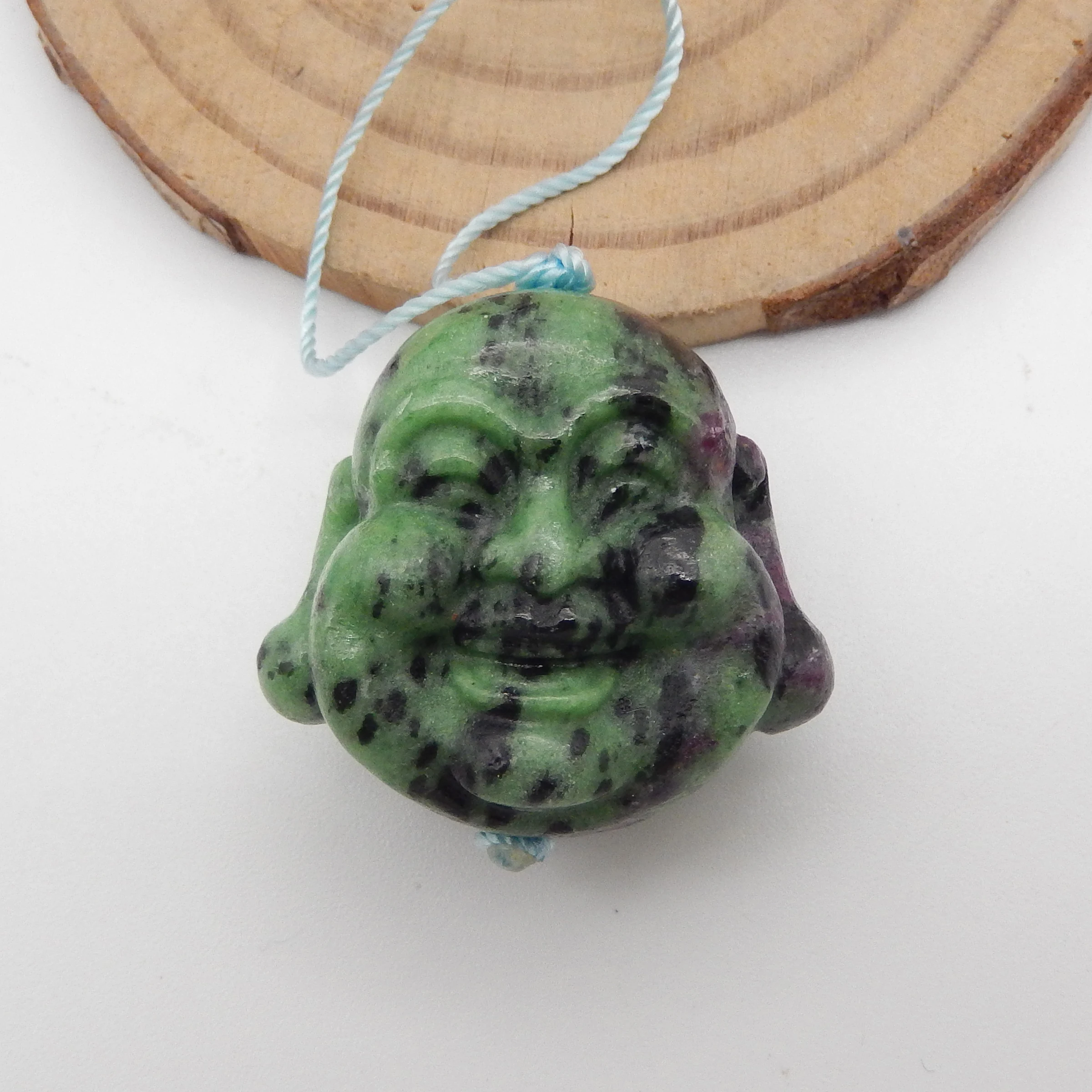 

Natural African Turquois Hand-Made Carved Double-Faced Buddha Head Hole Pendant Bead,Semiprecious Stone Carving Pendant