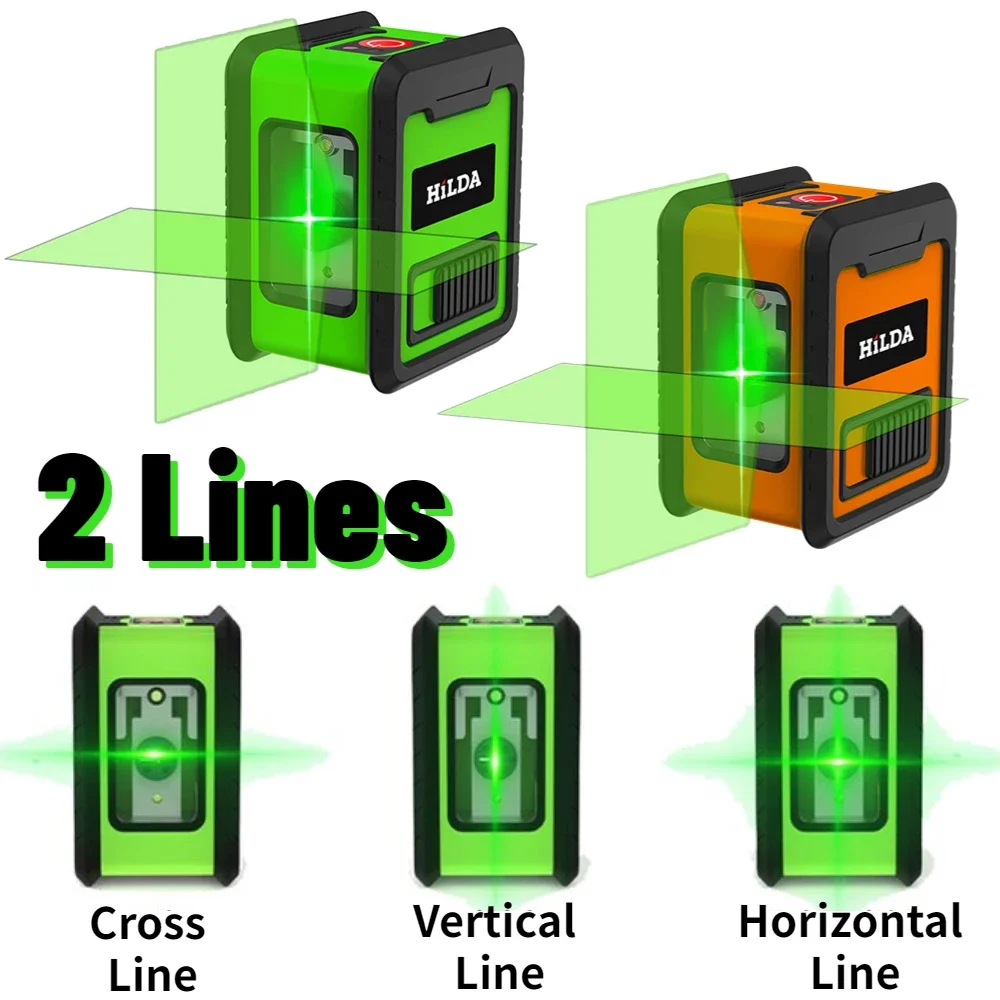 2 Lines Laser Level Self Levelling Green Beams Laser Horizontal & Vertical Cross-Line Laser Level Professional Green Light Level