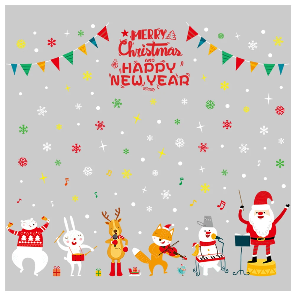 

1 Sheet Christmas Sticker Cartoon Wall Decal Removable Showcase Decoration Fun Christmas Party Decoration Window Stickers