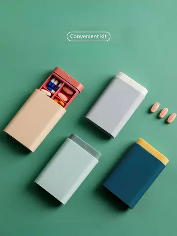 Mini Small Portable Travel Vitamin Box Pill Cases Container Organizer Storage Tablet 7 Days 6 Grids Medicine Fish Oils