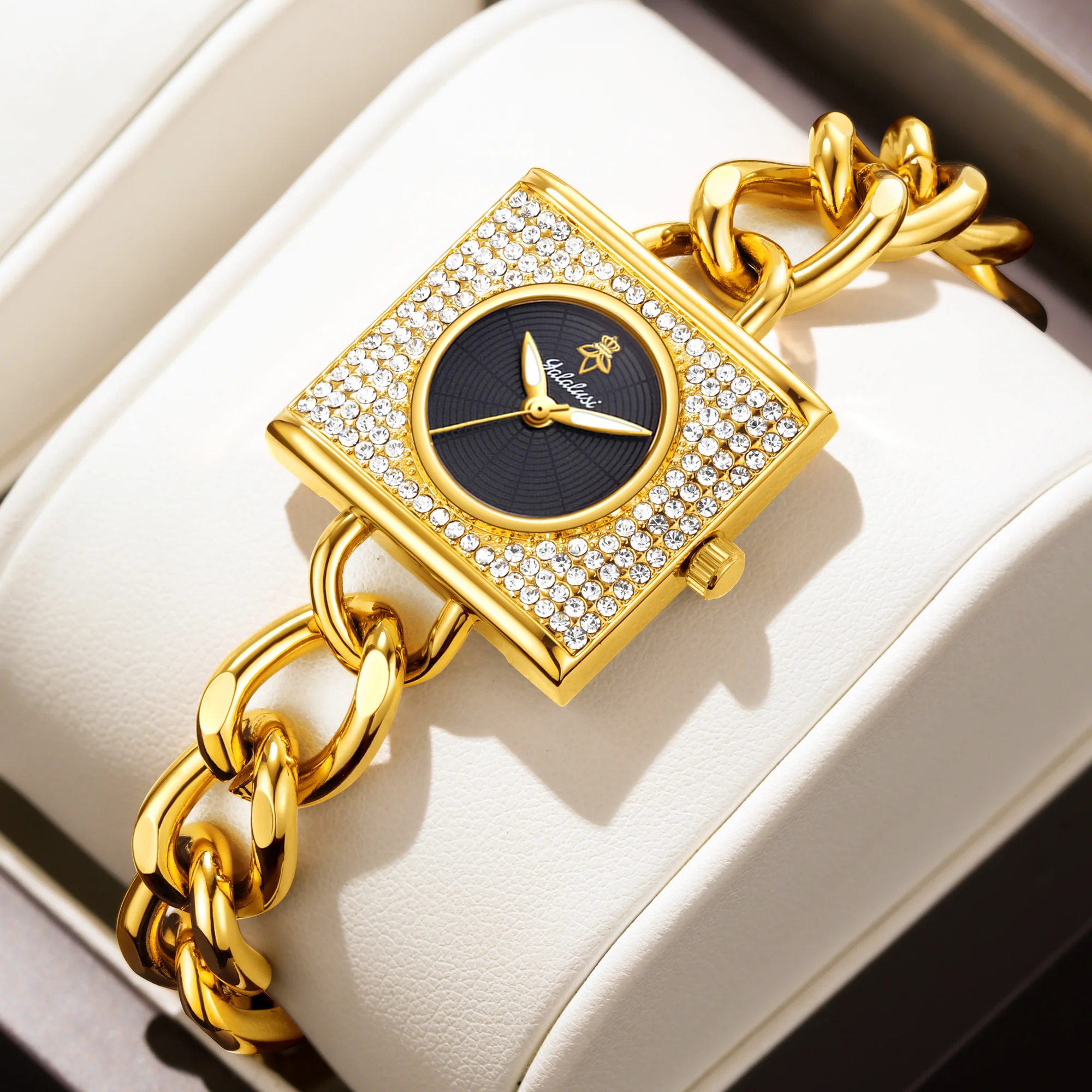 

YaLaLuSi brand 2024 new hot sale gold crystal diamonds luxury ladies watch box watch remover ladies gift ionic vacuum plating