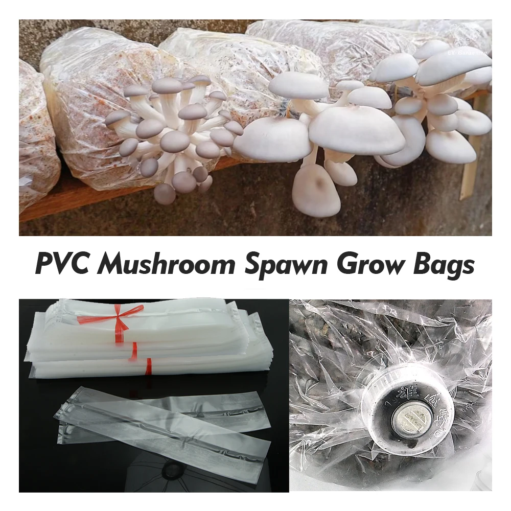 Mushroom Spawn Grow Bag with Sealing Cotton Filter Cap Heat-resistance Plastic Planter Bags Bamboo Fungus Ganoderma Nursery Pots