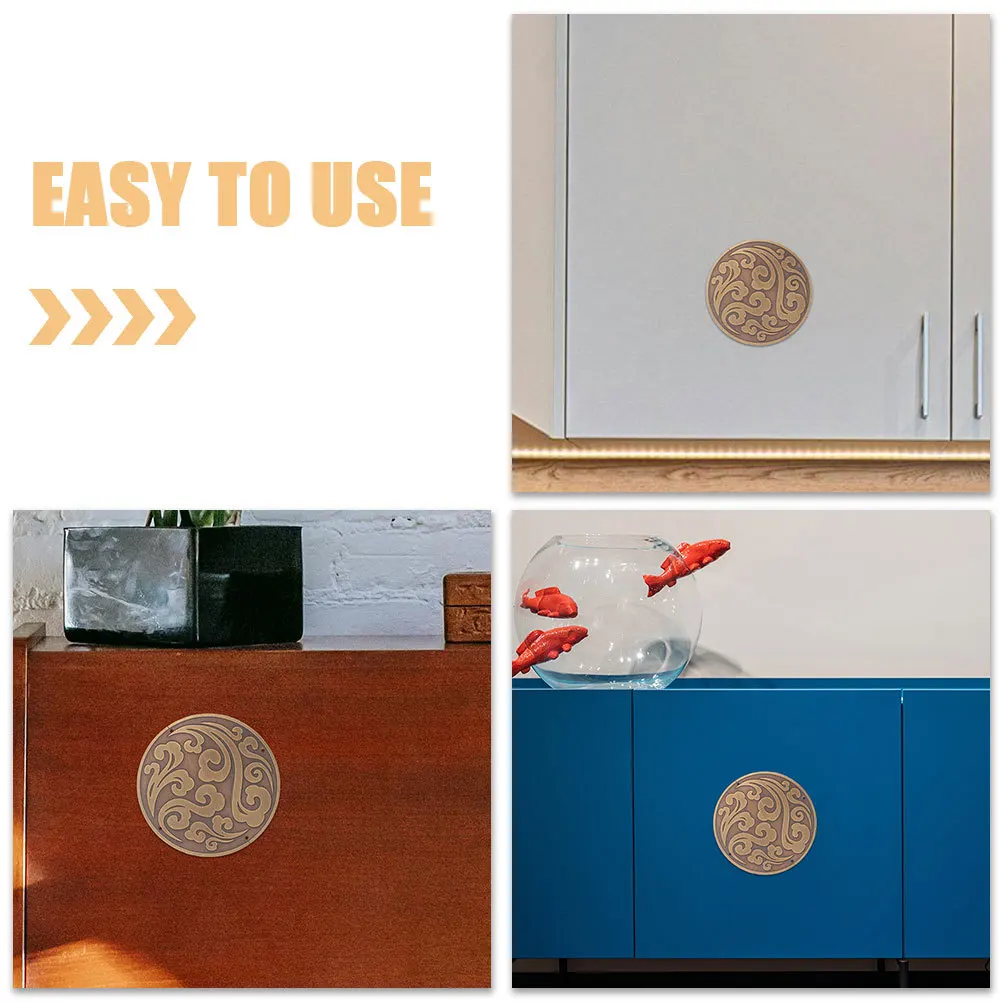 

Style Cabinet Door Applique Brass Carved Decoration Round Vintage Furniture Decor DIY Decal for Wardrobe Cloud Ornament