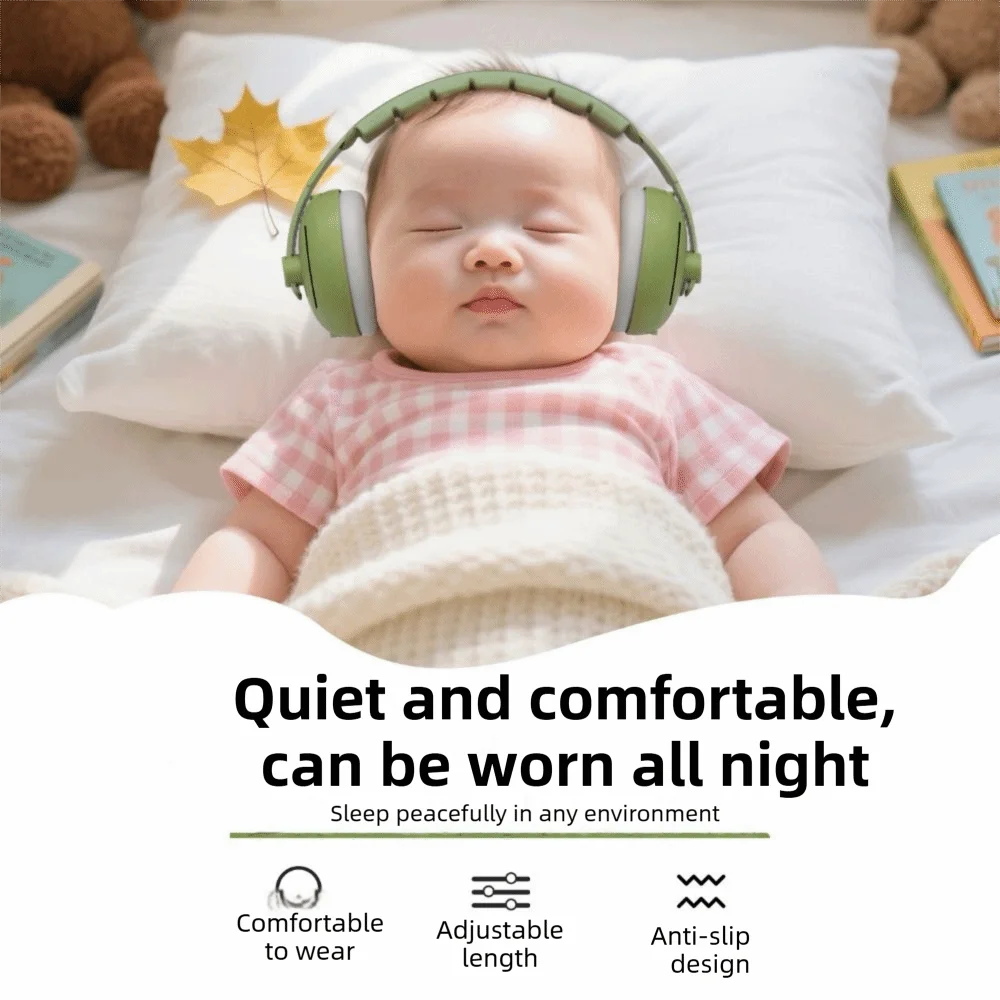 Adjustable Baby Ear Protection Earmuffs Durable Skin-friendly Baby Headphones Improves Sleep Sweatproof Ear Defenders