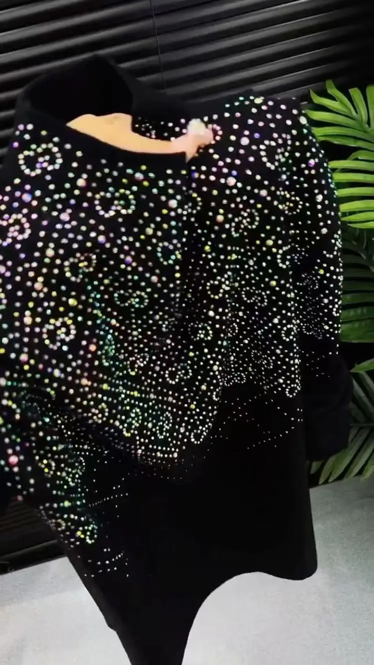 Luxury Sparkle Diamonds Hot Drilling Sweater Women Autumn Winter Mock Neck White Black Knitwear Top Knitted Bottoming Pullovers