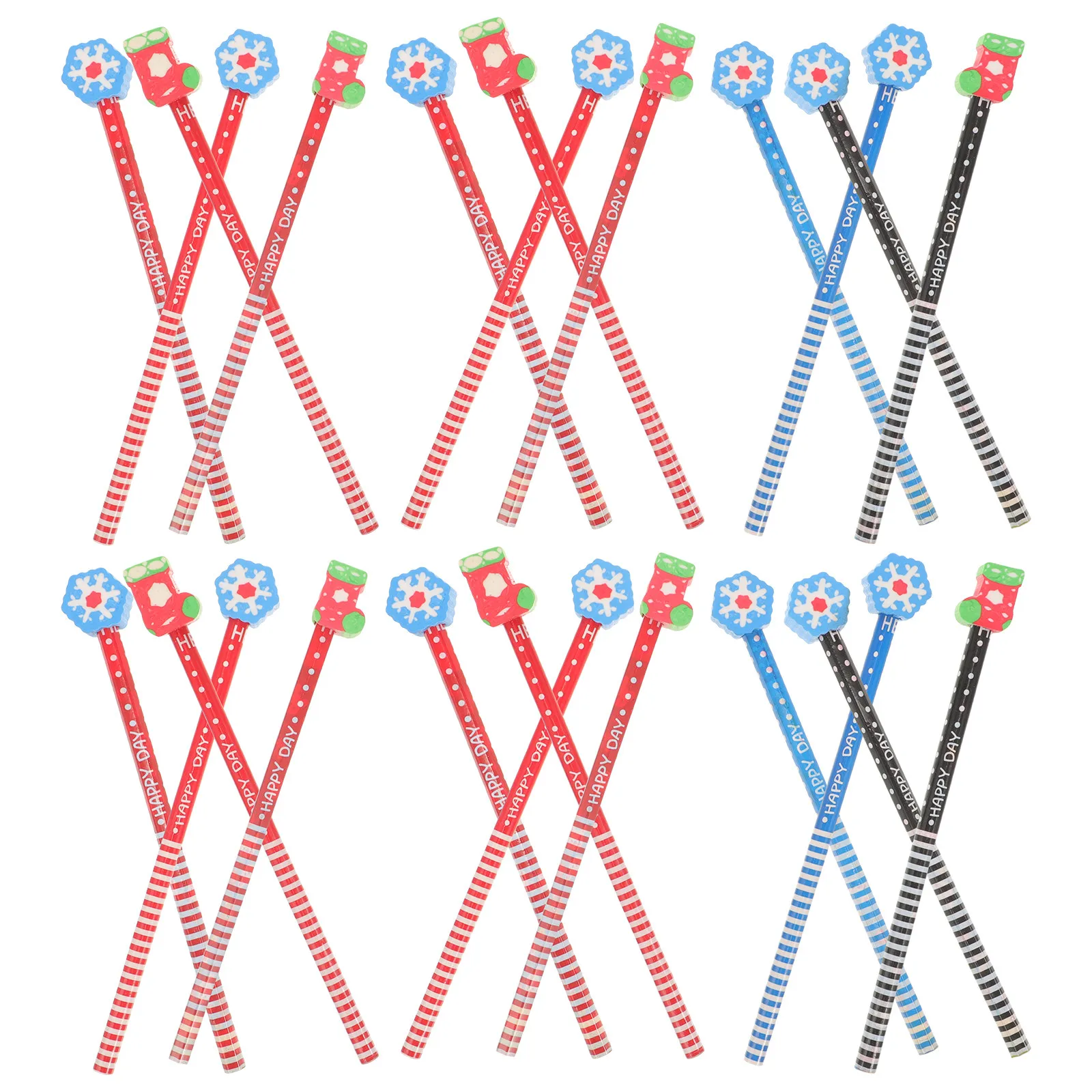 24Pcs Colorful Pencils with Cute Cartoon Erasers Non-Toxic Wood Pencils for Writing Drawing Art Projects Birthday Christmas