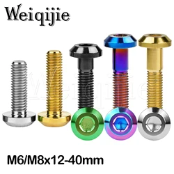 Weiqijie 6pcs Titanium Bolt M6/M8 X 12/15/20/25/30/35/40mm Hex Socket Flat Head Screw for Motorcycle Disc Brake Fastener