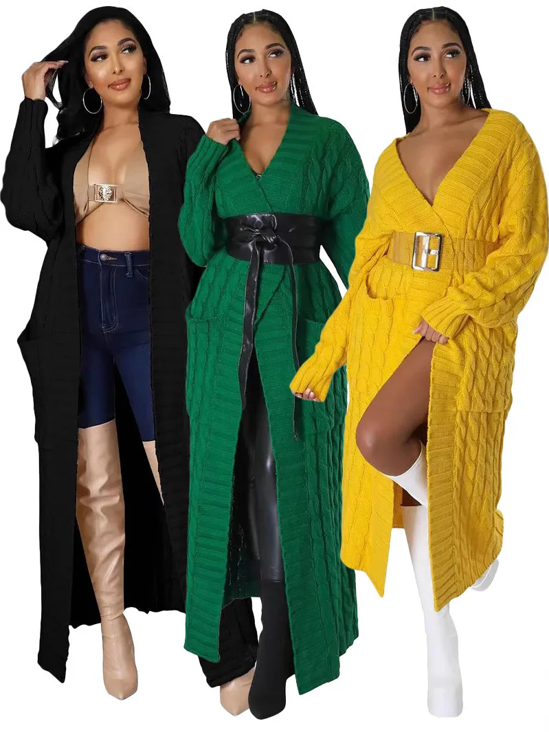 

Long Sve Women's Sweater Jaet Thiened Polyester Fiber Sweet Sle Knittedwear for Autumn Season Faion Ladies' Outerwear