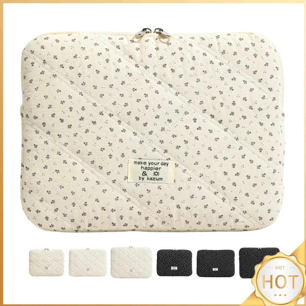 Puffy Cute Quilted Laptop Protective Case Padded Floral Carrying Laptop Bag 11-15 Inch for Women Travel Work College Shop