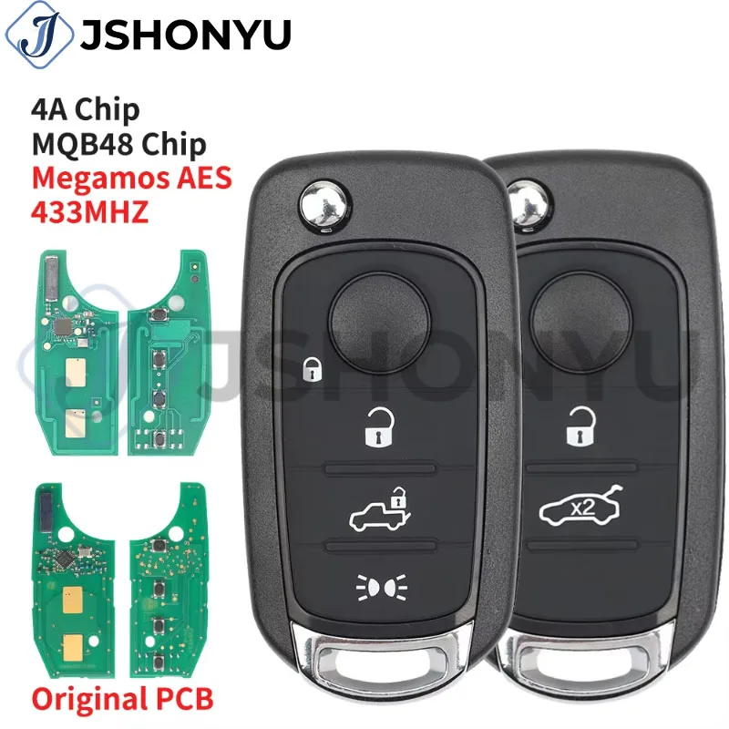 

JsHonYu SIP22 Blade Remote Car Key 433MHz MQB 48 4A Chip Compatible for Fiat 500X Egea Tipo 2016 2017 2018 Dodge