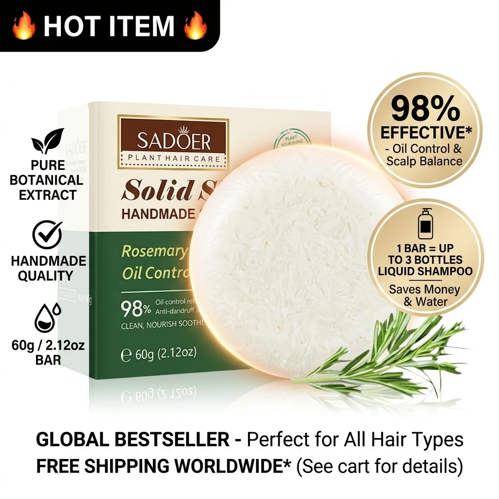60g Rosemary Solid Shampoo Bar Hair Soap Oil Control Anti Dandruff Itch Relief Scalp Care Cleansing Nourish Hair Care Bar SADOER